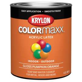 Krylon COLORmaxx K05643007 Interior/Exterior Paint, Gloss, Pumpkin Orange, 32 oz