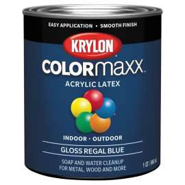 Krylon COLORmaxx K05646007 Interior/Exterior Paint, Gloss, Regal Blue, 32 oz