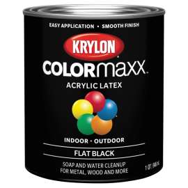 Krylon K05647007 Latex Paint, Flat, Black, 32 oz