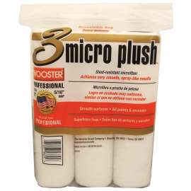 WOOSTER R335-9 Paint Roller Cover, 5/16 in Thick Nap, 9 in L, Microfiber Cover, White