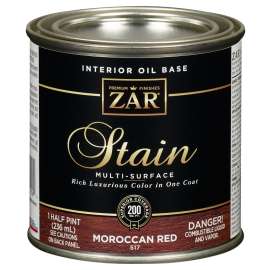 ZAR 51706 Interior Stain, Moroccan Red, Liquid, 0.5 pt