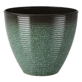 Landscapers Select Planter, 14-3/4 in Dia, Round, High-Density Resin, Textured Green Wave