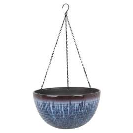Landscapers Select Planter, 15-3/4 in Dia, Round, High-Density Resin, Blue Drip