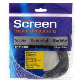 Eazy Screen SS1425B Window Screen Spline, 0.140 in D, 25 ft L, PVC, Black
