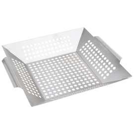 Omaha Grilling Basket, 13-7/8 in L, Stainless Steel, Stainless Steel