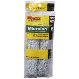 WHIZZ 78016 Mini Roller Cover, 3/8 in Thick Nap, 6 in L, Microlon Cover