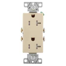 Eaton Wiring Devices TR1307V-BOX Duplex Receptacle, 2 -Pole, 20 A, 125 V, Back, Side Wiring, NEMA: 5-20R, Ivory