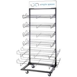 Simple Spaces RK-A01 Door Mat Display Stand, 220 lb, 40-1/2 in OAW, 28-1/2 in OAD, 75-1/4 in OAH, 6-Shelf, Metal