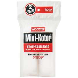 WOOSTER Mini-Koter R222-4 Mini Roller, 3/8 in Thick Nap, 4 in L, Fabric Cover