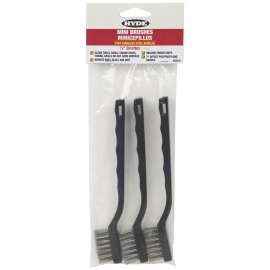 HYDE 46650 Mini Brush, 1/2 in L Trim, Stainless Steel Bristle, 10 in OAL