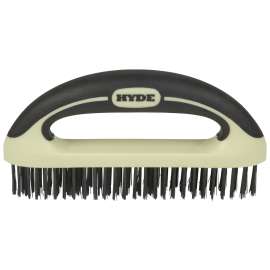 HYDE 46837 Wire Brush, 1-1/4 in W Brush, HCS Bristle, Soft Grip Handle