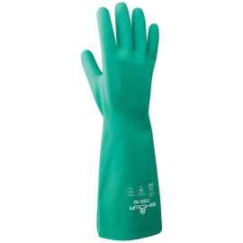 SHOWA 730-10.RT Gloves, Unisex, XL, 33 cm L, Gauntlet Cuff, Nitrile, Green