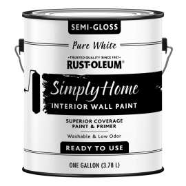 RUST-OLEUM SIMPLY HOME 332120 Wall Paint, Semi-Gloss, Pure White, 1 gal