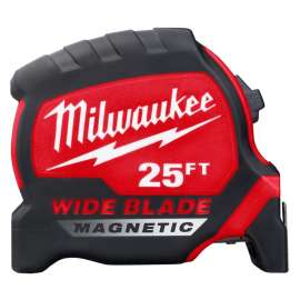 Milwaukee 48-22-0225M Tape Measure, 25 ft L Blade, 1-5/16 in W Blade, Steel Blade, ABS Case, Black/Red Case