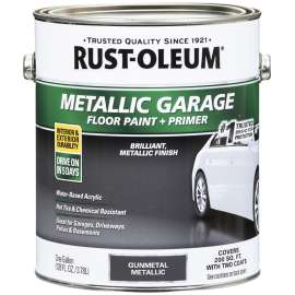 RUST-OLEUM 349353 Concrete and Garage Floor Paint, Metallic, Gun Metal, 1 gal