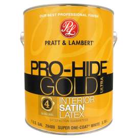 Pratt & Lambert Pro-Hide Gold Ultra Z9480 0000Z9489-16 Interior Paint, Satin, Super One-Coat White, 1 gal