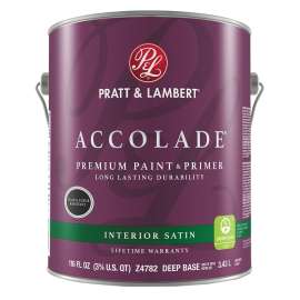 Pratt & Lambert Accolade Z4700 0000Z4782-16 Paint and Primer, Satin, Deep Base, 116 oz
