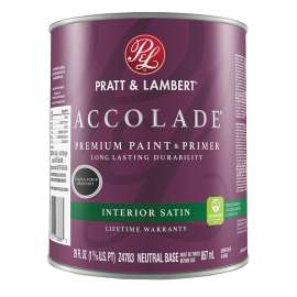 Pratt & Lambert Accolade Z4700 0000Z4783-14 Paint and Primer, Satin, Neutral Base, 29 oz