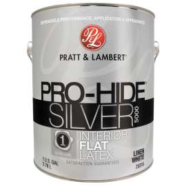 Pratt & Lambert Pro-Hide Silver 5000 Z5300 0000Z5316-16 Interior Paint, Flat, Linen White, 1 gal