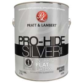 Pratt & Lambert Pro-Hide Silver 5000 Z5300 0000Z5352-16 Interior Paint, Flat, Antique White, 1 gal