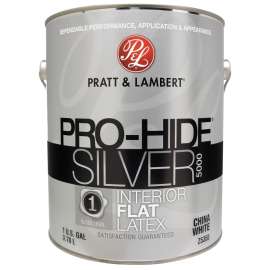 Pratt & Lambert Pro-Hide Silver 5000 Z5300 0000Z5355-16 Interior Paint, Flat, China White, 1 gal