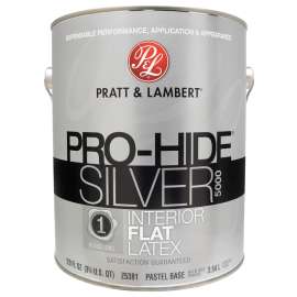 Pratt & Lambert Pro-Hide Silver 5000 Z5300 0000Z5381-16 Interior Paint, Flat, Pastel Base, 1 gal