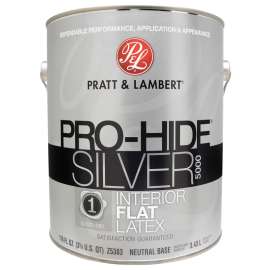 Pratt & Lambert Pro-Hide Silver 5000 Z5300 0000Z5383-16 Interior Paint, Flat, Neutral Base, 1 gal