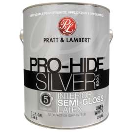 Pratt & Lambert Pro-Hide Silver 5000 Z5500 0000Z5516-16 Interior Paint, Semi-Gloss, Linen White, 1 gal