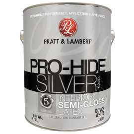 Pratt & Lambert Pro-Hide Silver 5000 Z5500 0000Z5551-16 Interior Paint, Semi-Gloss, Dover White, 1 gal