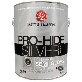 Pratt & Lambert Pro-Hide Silver 5000 Z5500 0000Z5552-16 Interior Paint, Semi-Gloss, Antique White, 1 gal