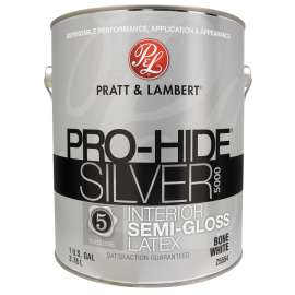 Pratt & Lambert Pro-Hide Silver 5000 Z5500 0000Z5554-16 Interior Paint, Semi-Gloss, Bone White, 1 gal