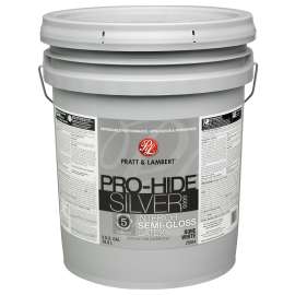 Pratt & Lambert Pro-Hide Silver 5000 Z5500 0000Z5554-20 Interior Paint, Semi-Gloss, Bone White, 5 gal
