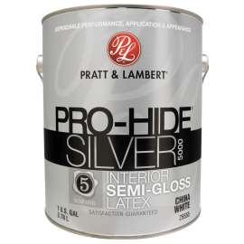 Pratt & Lambert Pro-Hide Silver 5000 Z5500 0000Z5555-16 Interior Paint, Semi-Gloss, China White, 1 gal