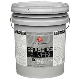 Pratt & Lambert Pro-Hide Silver 5000 Z5500 0000Z5581-20 Interior Paint, Semi-Gloss, Pastel Base, 5 gal