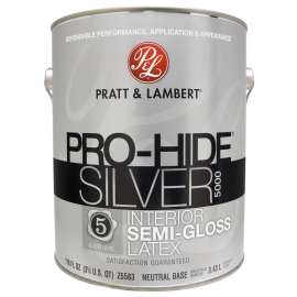 Pratt & Lambert Pro-Hide Silver 5000 Z5500 0000Z5583-16 Interior Paint, Semi-Gloss, Neutral Base, 1 gal
