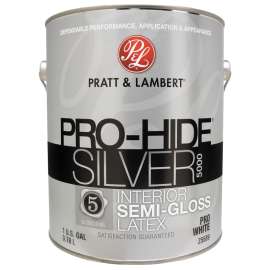 Pratt & Lambert Pro-Hide Silver 5000 Z5500 0000Z5589-16 Interior Paint, Semi-Gloss, Pro White, 1 gal