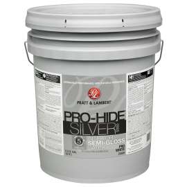 Pratt & Lambert Pro-Hide Silver 5000 Z5500 0000Z5589-20 Interior Paint, Semi-Gloss, Pro White, 5 gal