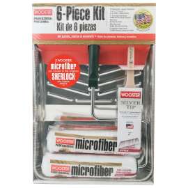 WOOSTER R916-9 Roller Kit, Semi-Smooth Surface, Microfiber, 6-Piece