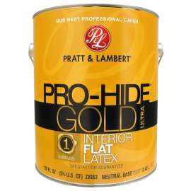 Pratt & Lambert Pro-Hide Gold Ultra Z8180 0000Z8183-16 Interior Paint, Flat, Neutral Base, 1 gal