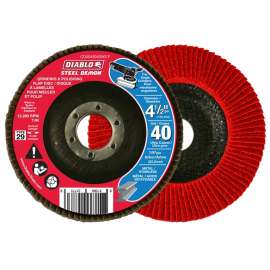 Diablo CDX045040N01F Flap Disc, 4-1/2 in Dia, 7/8 in Arbor, 40 Grit, Zirconium Abrasive
