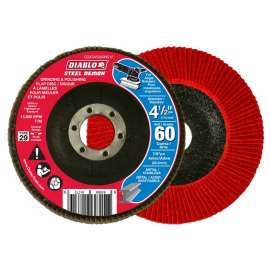 Diablo CDX045060N01F Flap Disc, 4-1/2 in Dia, 7/8 in Arbor, 60 Grit, Zirconium Abrasive
