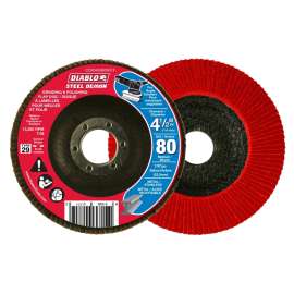 Diablo CDX045080N01F Flap Disc, 4-1/2 in Dia, 7/8 in Arbor, 80 Grit, Zirconium Abrasive