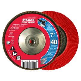 Diablo CDX070040B01F Flap Disc, 7 in Dia, 5/8 in Arbor, 40 Grit, Zirconium Abrasive