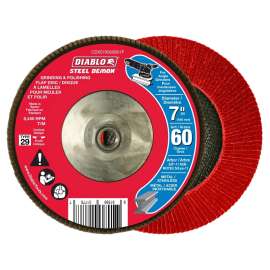 Diablo CDX070060B01F Flap Disc, 7 in Dia, 5/8 in Arbor, 60 Grit, Zirconium Abrasive