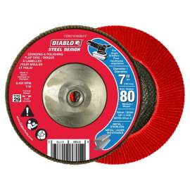 Diablo CDX070080B01F Flap Disc, 7 in Dia, 5/8 in Arbor, 80 Grit, Zirconium Abrasive