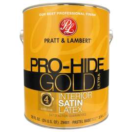 Pratt & Lambert Pro-Hide Gold Ultra Z9480 0000Z9481-16 Interior Paint, Satin, Pastel Base, 1 gal