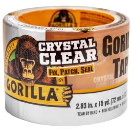 Gorilla 101277 Crystal Clear Tough and Wide Tape 15 yd Roll, 15 yd L, 2.83 in W, Clear