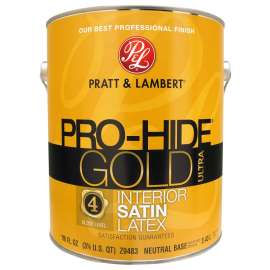 Pratt & Lambert Pro-Hide Gold Ultra Z9480 0000Z9483-16 Interior Paint, Satin, Neutral Base, 1 gal