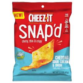 CHEEZ-IT Snap'd Series KEE11460 Baked Snacks, Cheddar Sour Cream, Onion Flavor, 2.2 oz