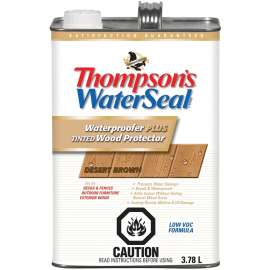 Thompson's WaterSeal THC017001-16 Waterproofer Tinted Wood Protector, Transparent Exterior Stain, Desert Brown, 3.78 L